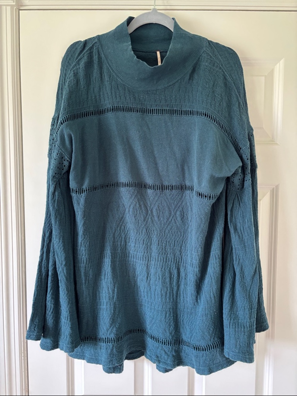 Free People Teal Knit Tunic Sweater